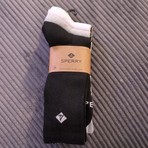 Sperry Black & White Men's Sneaker Crew Socks - 3-Pack